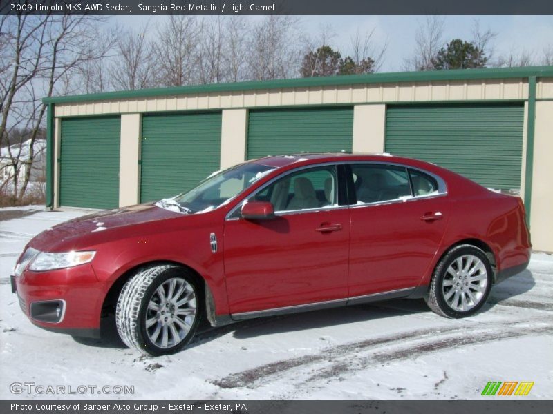 Sangria Red Metallic / Light Camel 2009 Lincoln MKS AWD Sedan