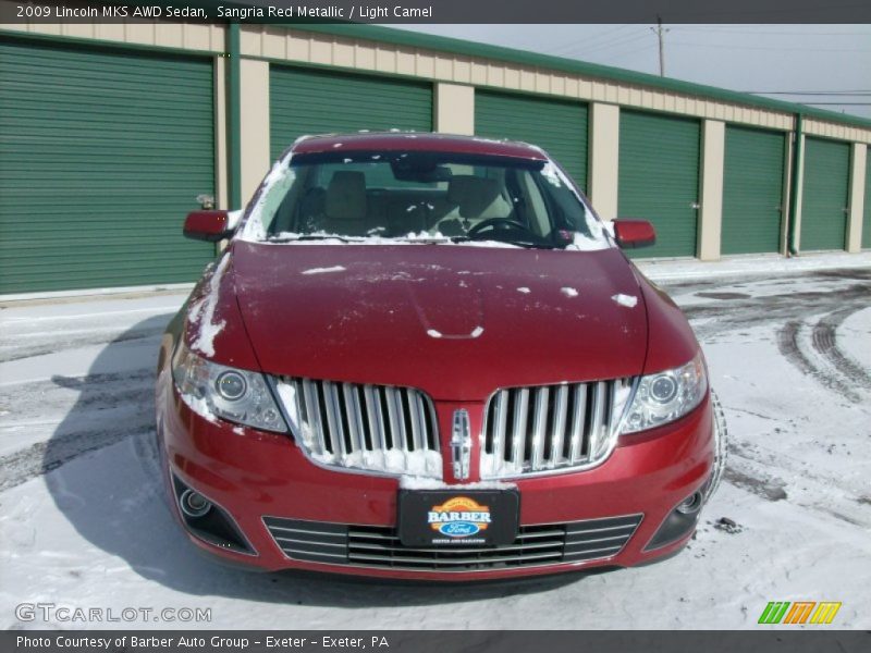 Sangria Red Metallic / Light Camel 2009 Lincoln MKS AWD Sedan