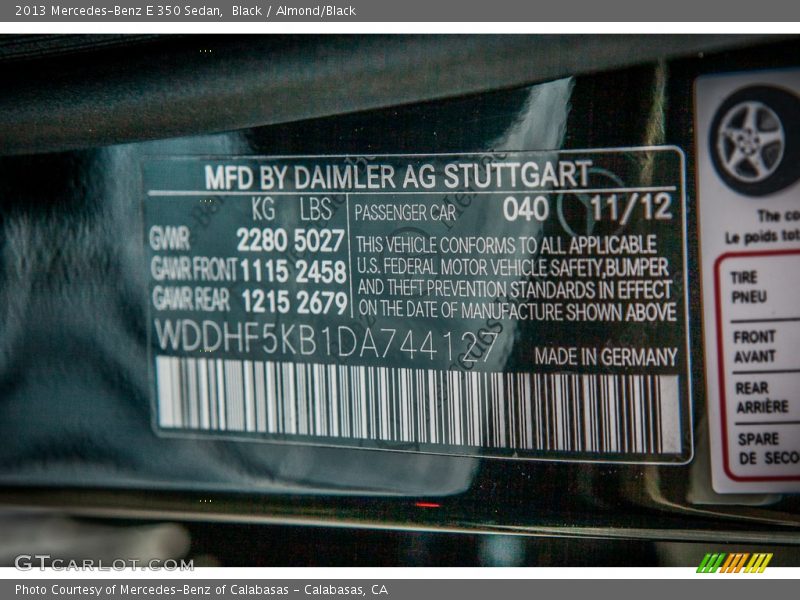 Black / Almond/Black 2013 Mercedes-Benz E 350 Sedan