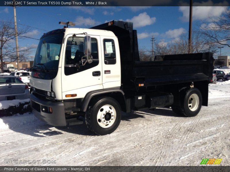 White / Black 2002 GMC T Series Truck T6500 Dump Truck