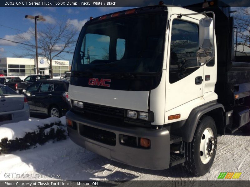 White / Black 2002 GMC T Series Truck T6500 Dump Truck