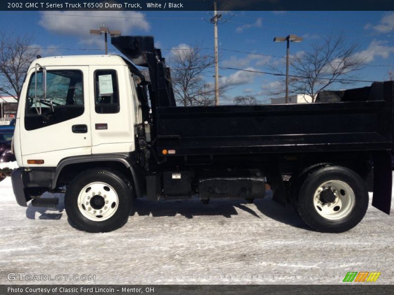 White / Black 2002 GMC T Series Truck T6500 Dump Truck
