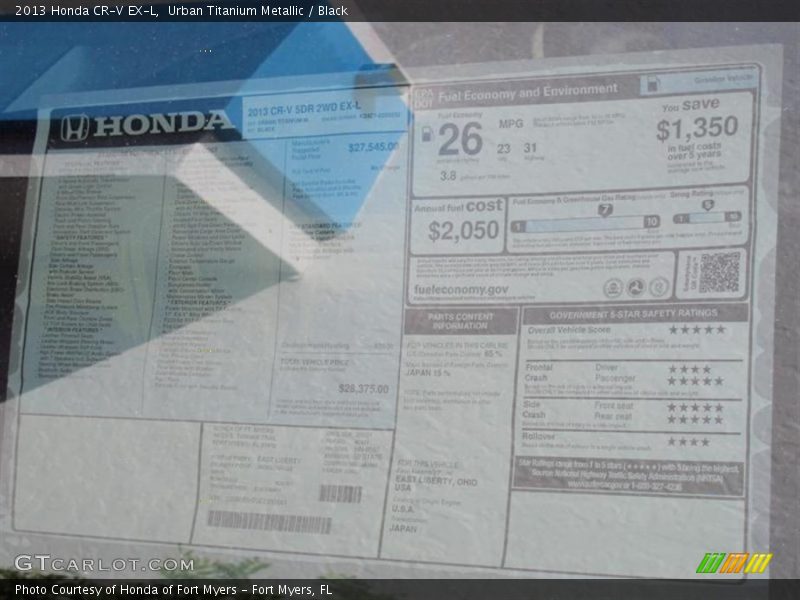 Urban Titanium Metallic / Black 2013 Honda CR-V EX-L