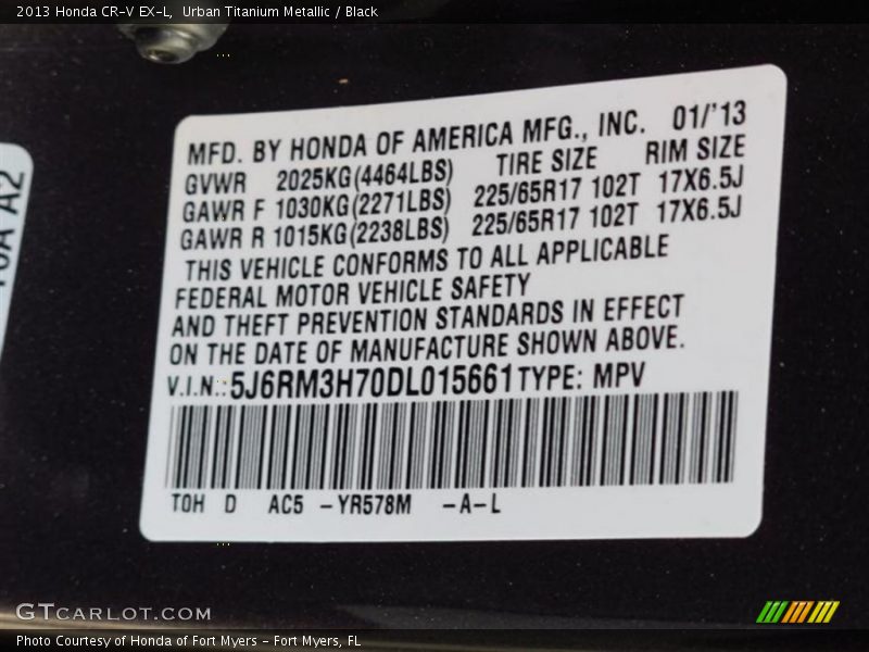Urban Titanium Metallic / Black 2013 Honda CR-V EX-L
