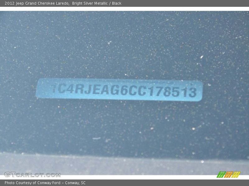 Bright Silver Metallic / Black 2012 Jeep Grand Cherokee Laredo