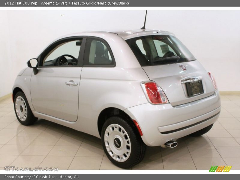 Argento (Silver) / Tessuto Grigio/Nero (Grey/Black) 2012 Fiat 500 Pop