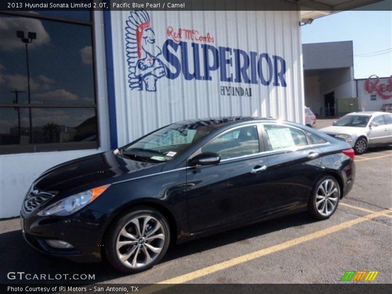 Pacific Blue Pearl / Camel 2013 Hyundai Sonata Limited 2.0T
