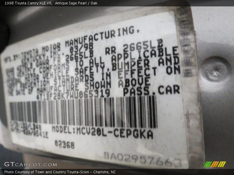 Antique Sage Pearl / Oak 1998 Toyota Camry XLE V6