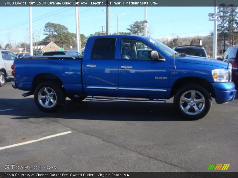 Electric Blue Pearl / Medium Slate Gray 2008 Dodge Ram 1500 Laramie Quad Cab 4x4