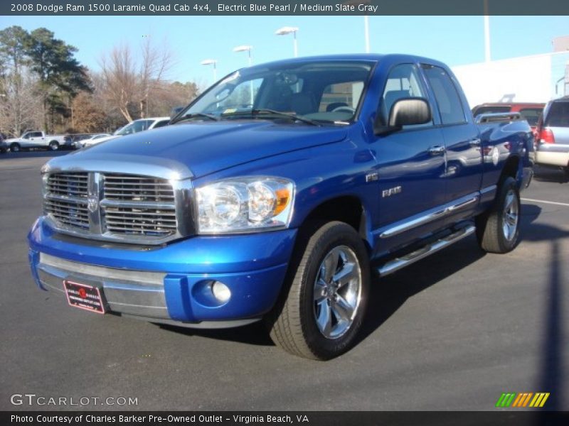 Electric Blue Pearl / Medium Slate Gray 2008 Dodge Ram 1500 Laramie Quad Cab 4x4