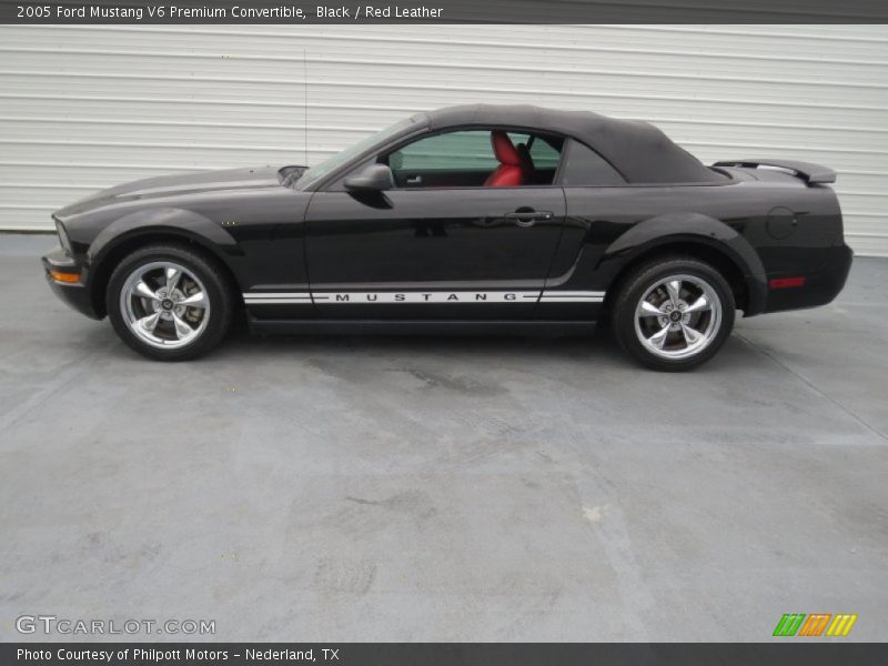 Black / Red Leather 2005 Ford Mustang V6 Premium Convertible
