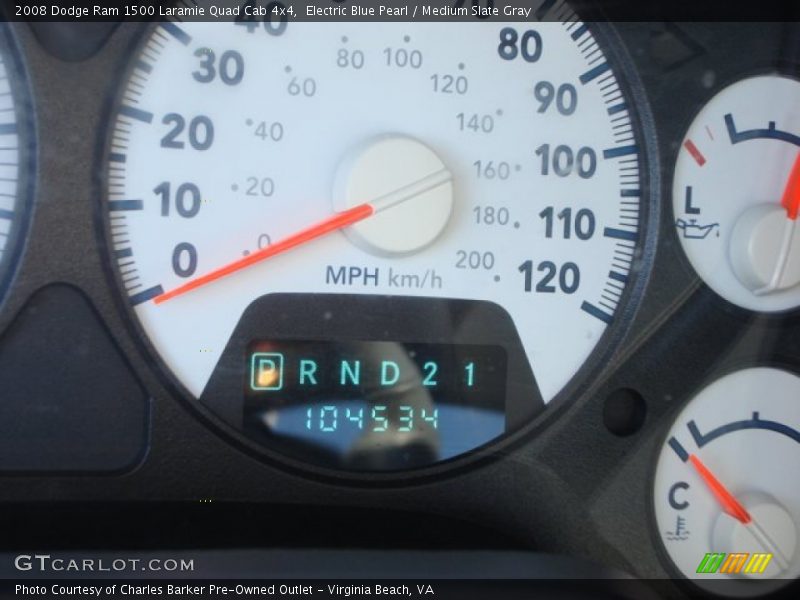 Electric Blue Pearl / Medium Slate Gray 2008 Dodge Ram 1500 Laramie Quad Cab 4x4