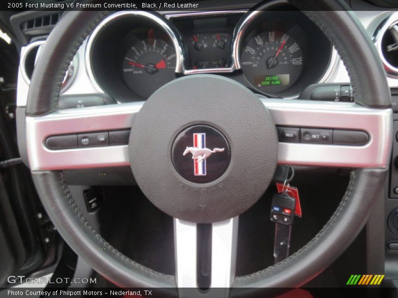 Black / Red Leather 2005 Ford Mustang V6 Premium Convertible