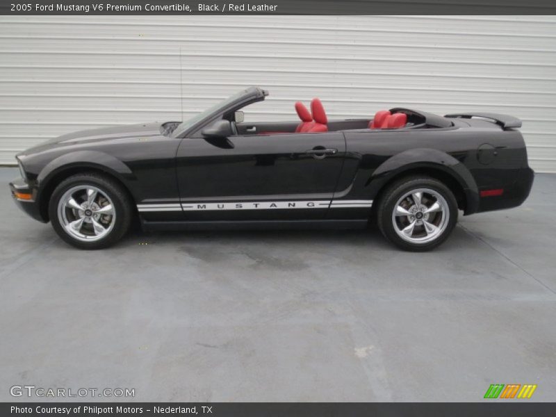 Black / Red Leather 2005 Ford Mustang V6 Premium Convertible