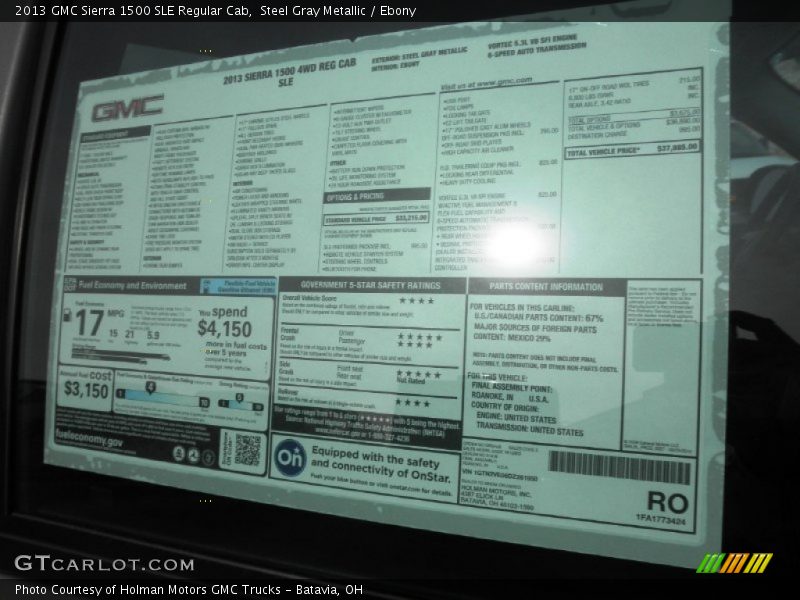 Steel Gray Metallic / Ebony 2013 GMC Sierra 1500 SLE Regular Cab
