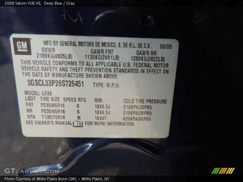 Deep Blue / Gray 2008 Saturn VUE XE