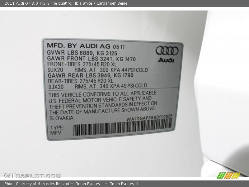 Ibis White / Cardamom Beige 2011 Audi Q7 3.0 TFSI S line quattro