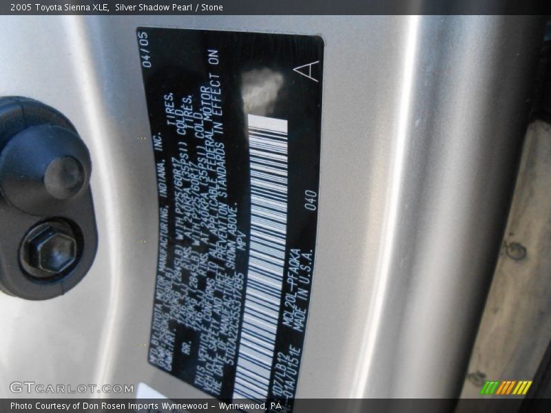 Silver Shadow Pearl / Stone 2005 Toyota Sienna XLE