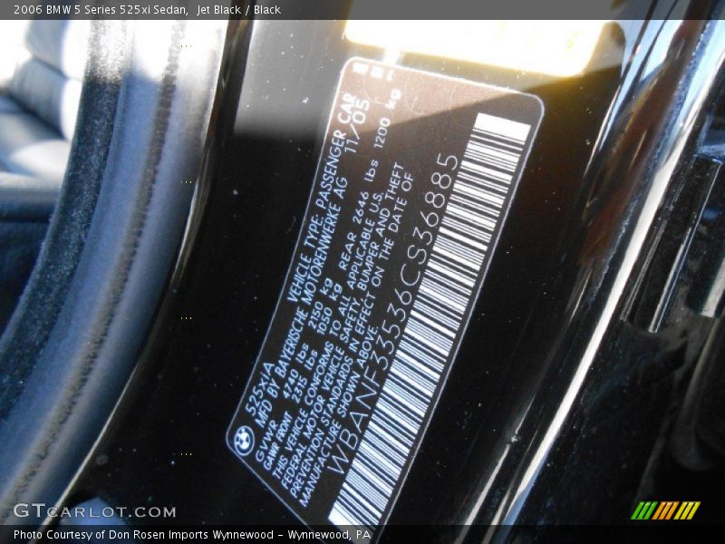 Jet Black / Black 2006 BMW 5 Series 525xi Sedan