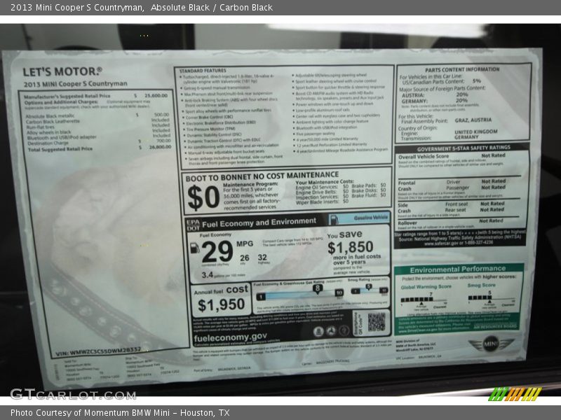 Absolute Black / Carbon Black 2013 Mini Cooper S Countryman