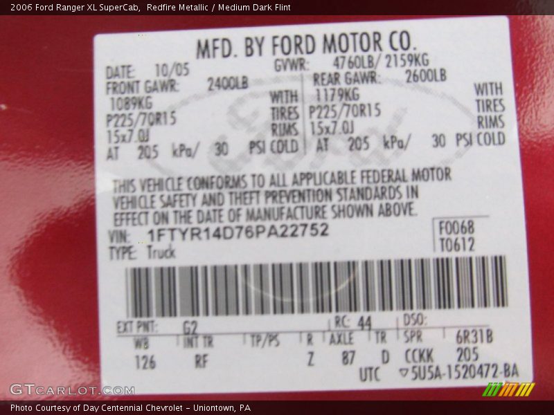 Redfire Metallic / Medium Dark Flint 2006 Ford Ranger XL SuperCab