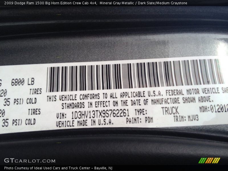 Mineral Gray Metallic / Dark Slate/Medium Graystone 2009 Dodge Ram 1500 Big Horn Edition Crew Cab 4x4