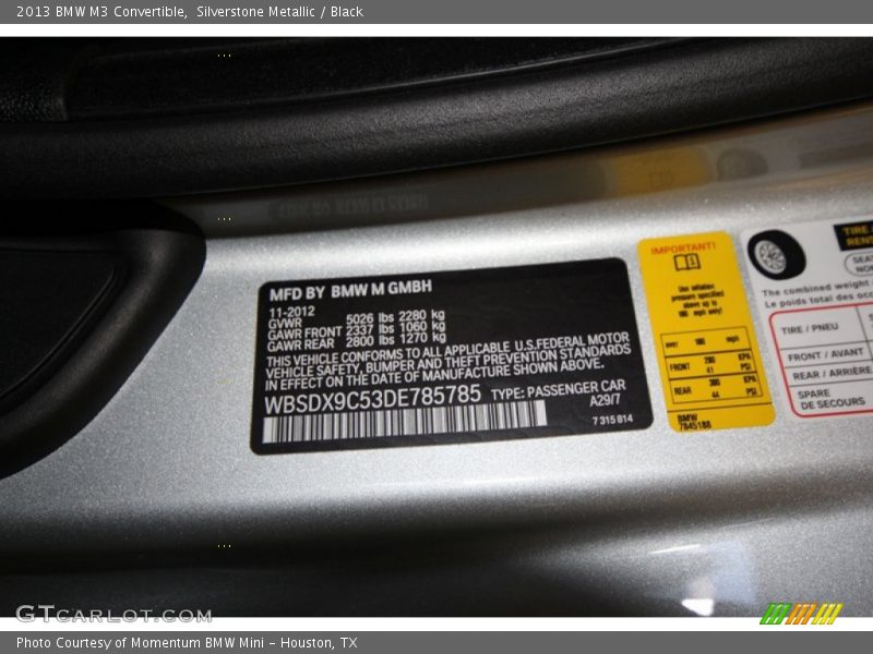 Silverstone Metallic / Black 2013 BMW M3 Convertible
