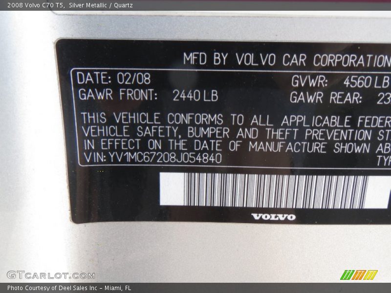 Silver Metallic / Quartz 2008 Volvo C70 T5