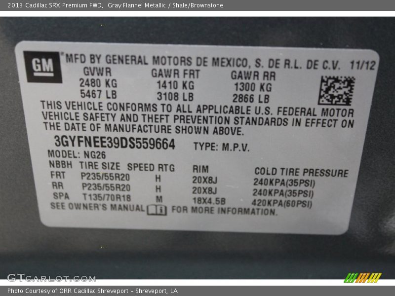Gray Flannel Metallic / Shale/Brownstone 2013 Cadillac SRX Premium FWD