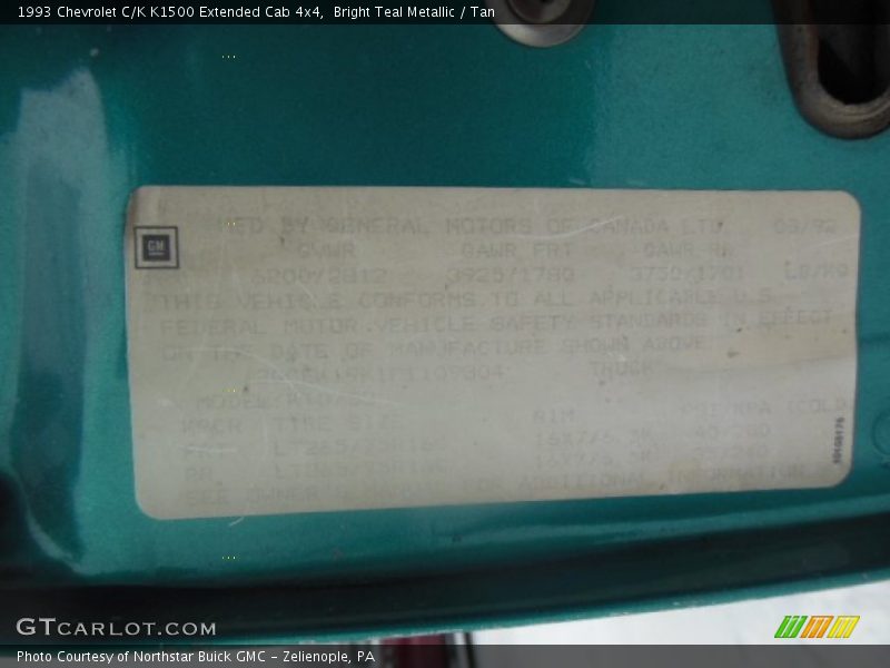 Bright Teal Metallic / Tan 1993 Chevrolet C/K K1500 Extended Cab 4x4