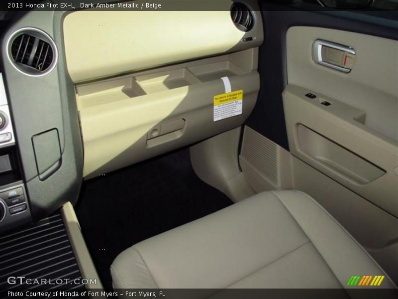 Dark Amber Metallic / Beige 2013 Honda Pilot EX-L