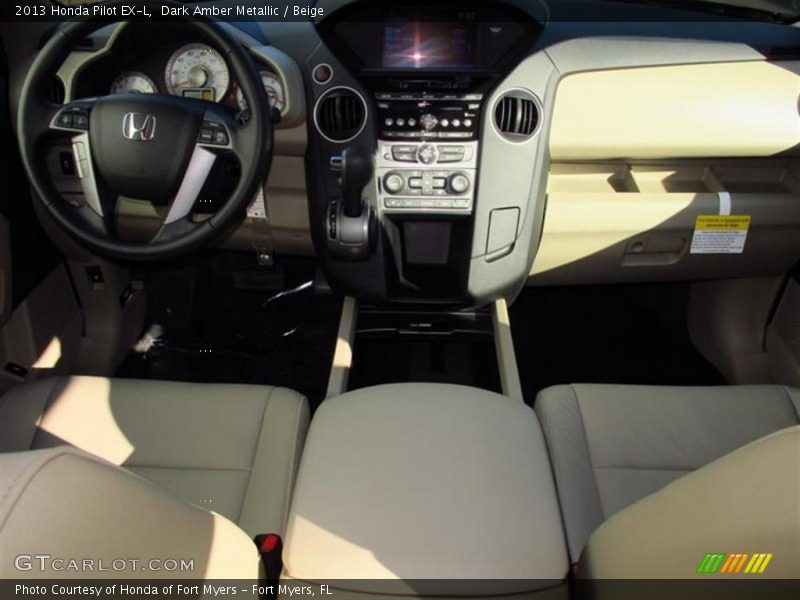 Dark Amber Metallic / Beige 2013 Honda Pilot EX-L