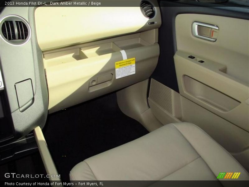 Dark Amber Metallic / Beige 2013 Honda Pilot EX-L