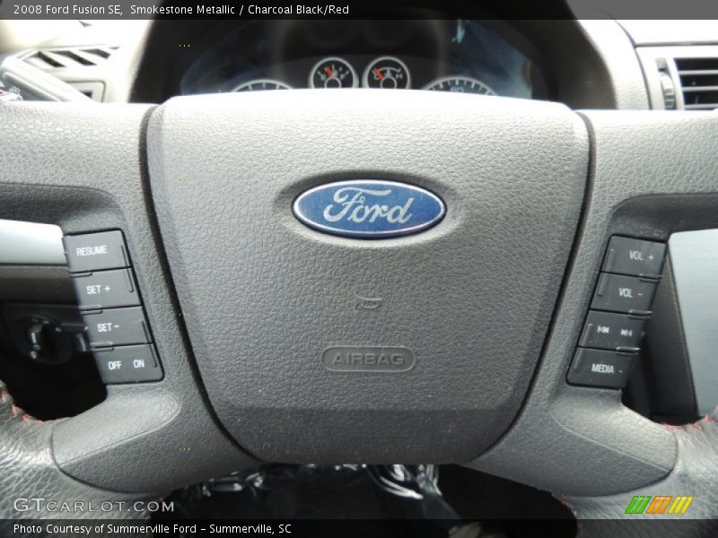 Smokestone Metallic / Charcoal Black/Red 2008 Ford Fusion SE