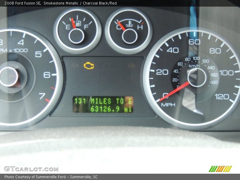 Smokestone Metallic / Charcoal Black/Red 2008 Ford Fusion SE