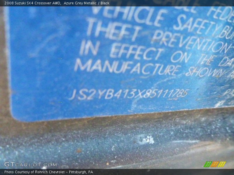 Azure Grey Metallic / Black 2008 Suzuki SX4 Crossover AWD