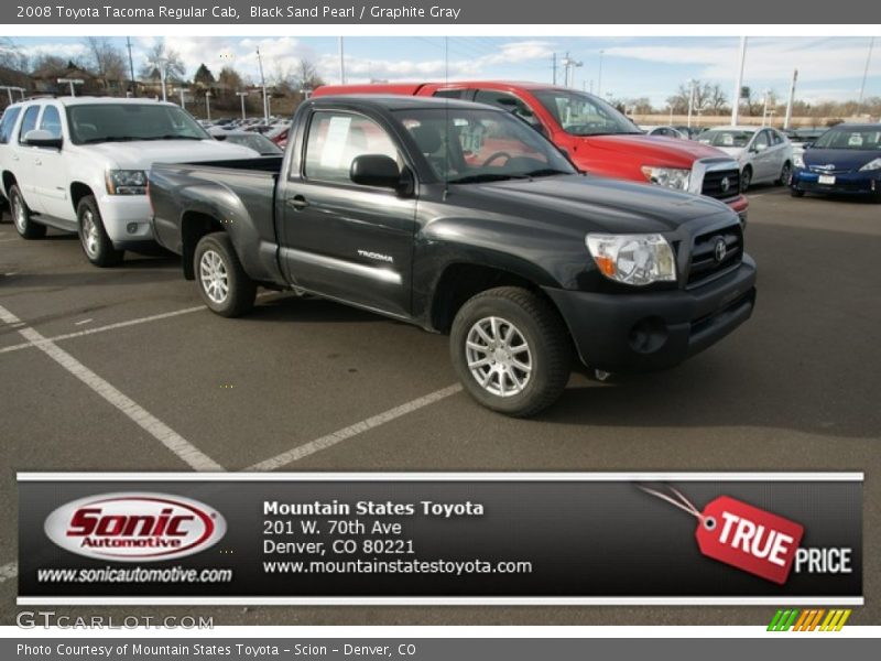 Black Sand Pearl / Graphite Gray 2008 Toyota Tacoma Regular Cab