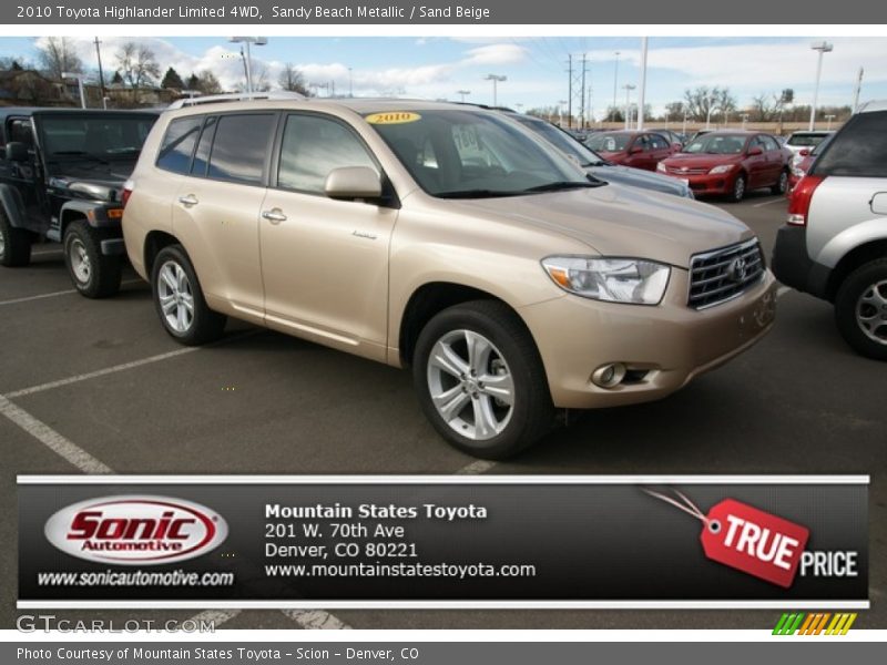 Sandy Beach Metallic / Sand Beige 2010 Toyota Highlander Limited 4WD