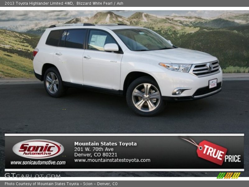 Blizzard White Pearl / Ash 2013 Toyota Highlander Limited 4WD