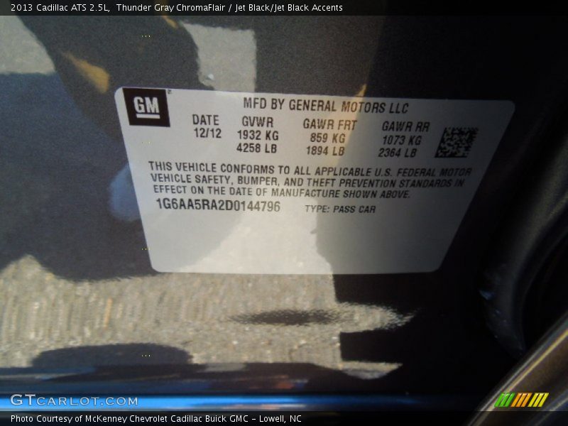 Thunder Gray ChromaFlair / Jet Black/Jet Black Accents 2013 Cadillac ATS 2.5L