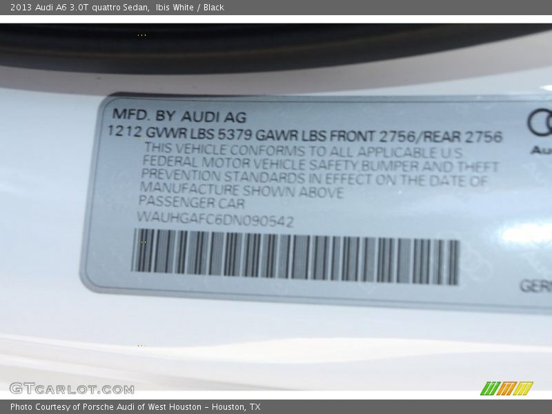 Ibis White / Black 2013 Audi A6 3.0T quattro Sedan