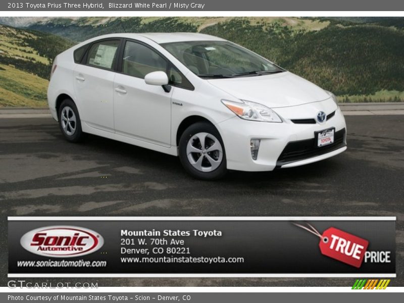 Blizzard White Pearl / Misty Gray 2013 Toyota Prius Three Hybrid