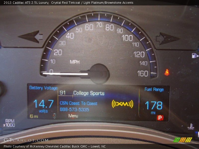 Crystal Red Tintcoat / Light Platinum/Brownstone Accents 2013 Cadillac ATS 2.5L Luxury