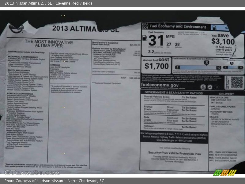 Cayenne Red / Beige 2013 Nissan Altima 2.5 SL