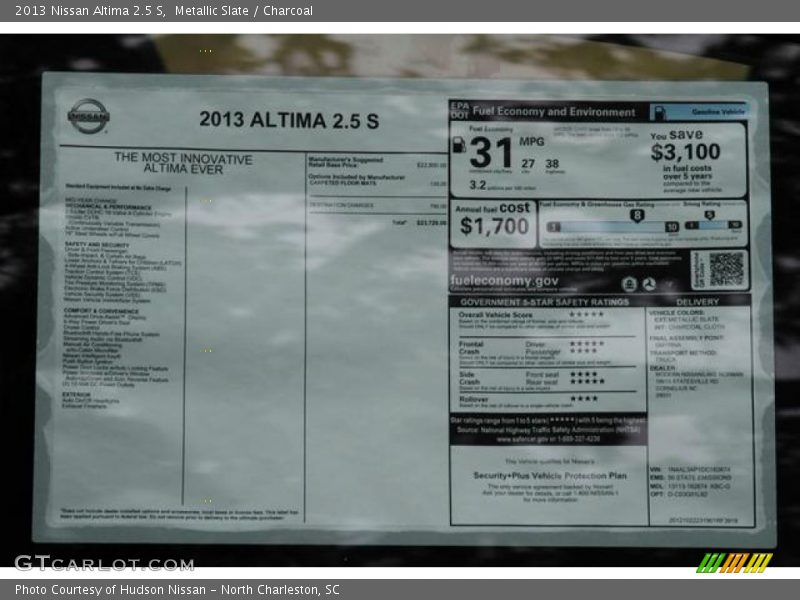 Metallic Slate / Charcoal 2013 Nissan Altima 2.5 S