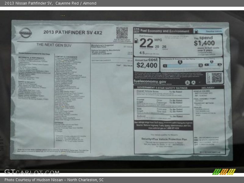 Cayenne Red / Almond 2013 Nissan Pathfinder SV