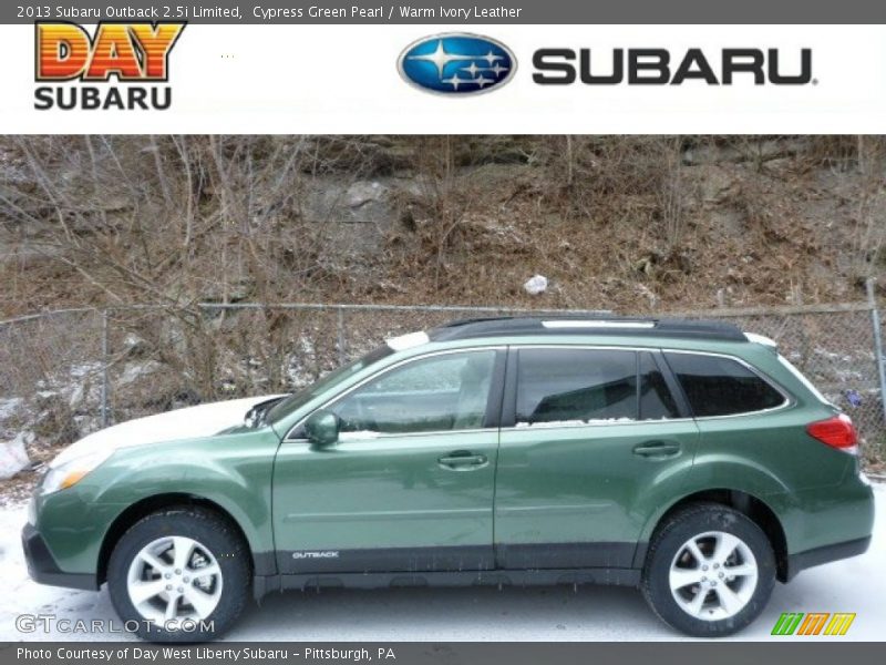 Cypress Green Pearl / Warm Ivory Leather 2013 Subaru Outback 2.5i Limited
