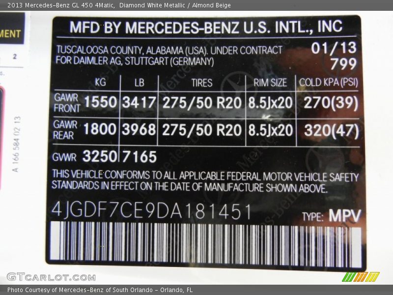 Diamond White Metallic / Almond Beige 2013 Mercedes-Benz GL 450 4Matic
