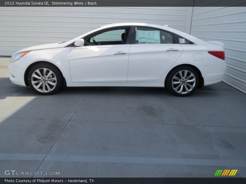 Shimmering White / Black 2013 Hyundai Sonata SE