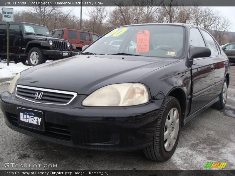 Flamenco Black Pearl / Gray 2000 Honda Civic LX Sedan